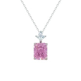 عصفور كريستال سلسلة فضة عيار 925 مرصعة بفص زركون اميرالد وردي ND0557-O